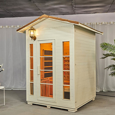 防水屋根が付いている屋外の赤外線結合されたサウナの蒸気部屋の純木