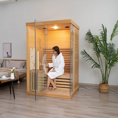 アメリカツガの電気ストーブのヒーターの屋内木の蒸気のサウナ部屋2人