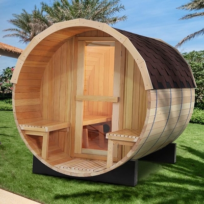 大きい純木の従来の蒸気の6KWストーブとの屋外のバレルのサウナ