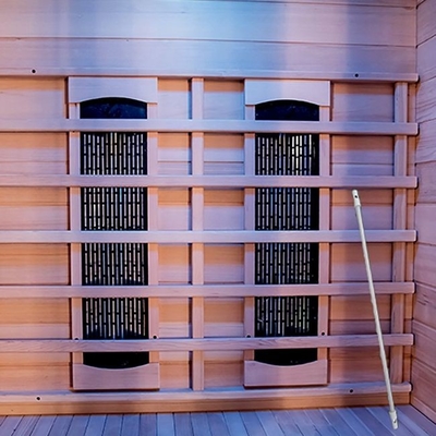 木の色の屋内カラフルなライトホーム赤外線サウナルーム 2 人サイズ 1750W