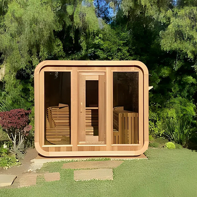屋外 乾燥 サウナ 純粋 カナディアン レッド セダー 木製 屋外 キューブ サウナ 3 人